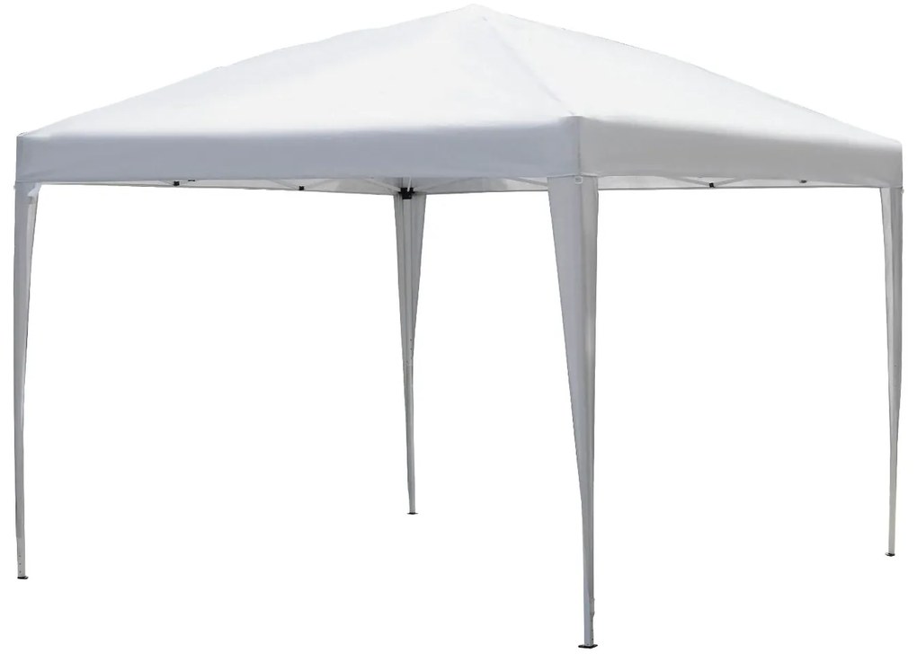 Outsunny Tenda Dobrável 2,95x2,95 cm com Bolsa de Transporte Altura Ajustável Anti-UV e Impermeável para Terraço Pátio Branco Prateado