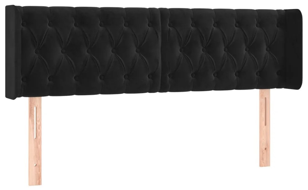 Cabeceira de cama c/ luzes LED veludo 163x16x78/88 cm preto