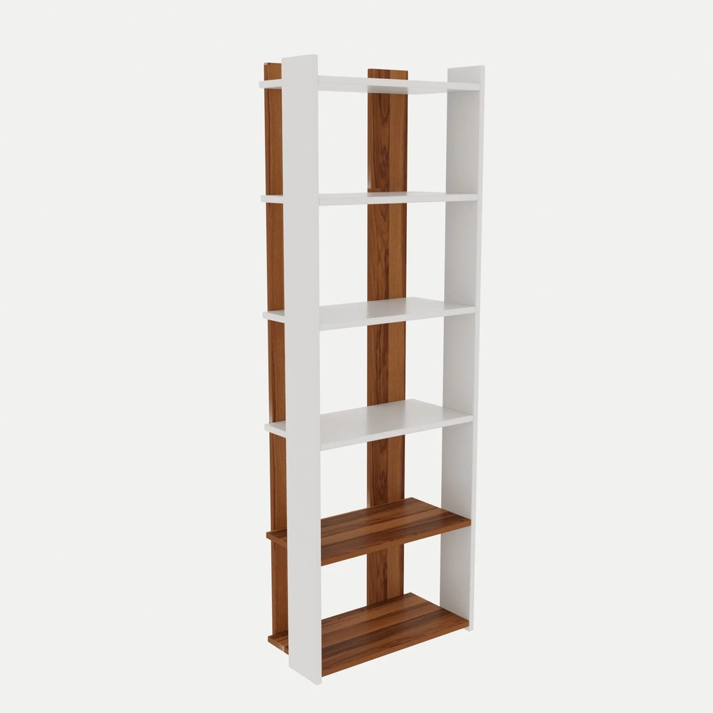 Estante Sakran – Branco/Nogueira – 63x180x32 cm
