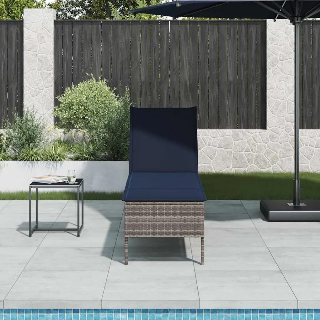 vidaXL Espreguiçadeira com almofadão 55x200x44cm vime PE cinzento