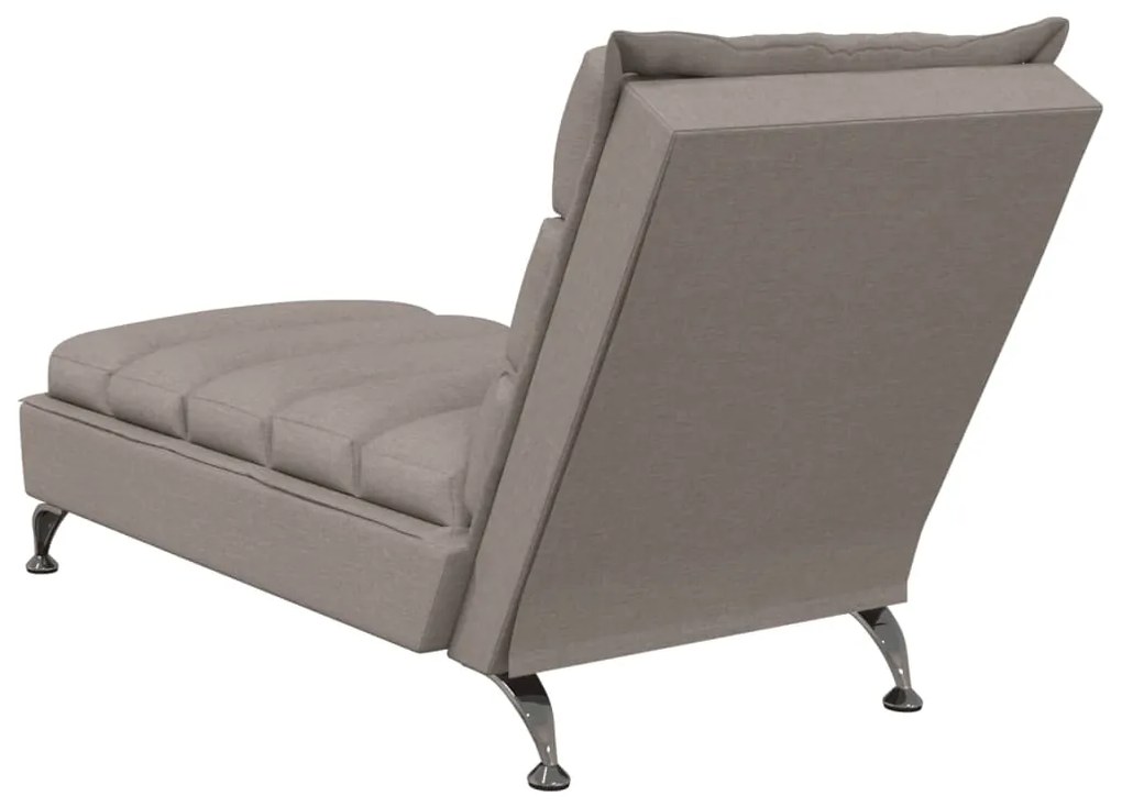 Chaise lounge massagem c/ almofadões tecido cinza-acastanhado