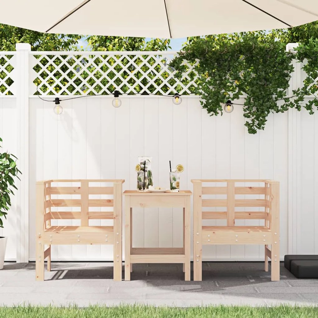 Cadeiras de jardim 2 pcs 61,5x53x71 cm madeira de pinho maciça