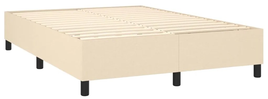 Cama box spring c/ colchão e LED 140x190 cm tecido cor creme