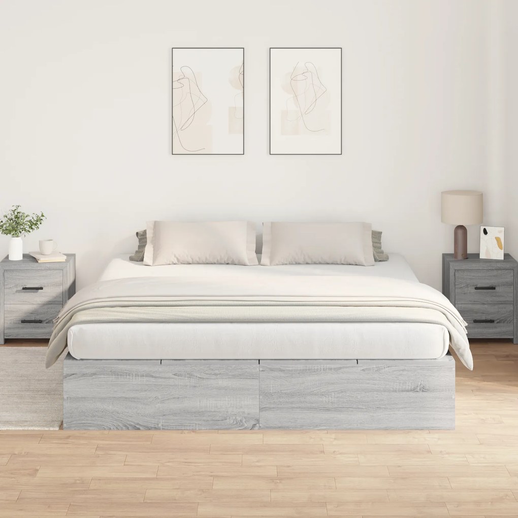 Estrutura de Cama de Armazenamento vidaXL Cinzento Sonoma 180x200 cm