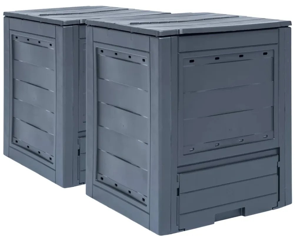 Compostores de jardim 2 pcs 60x60x73 cm 520 L cinzento
