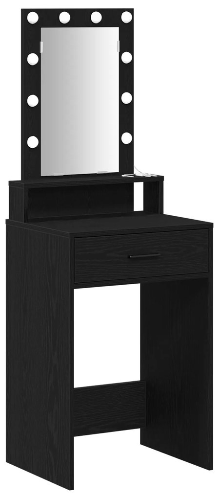 Mesa de Maquiagem vidaXL com Luzes LED Preto e Carvalho 50x41x140 cm