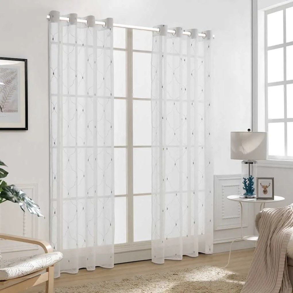 vidaXL Cortinas 2 pcs Branco 140 x 245 cm Poliéster