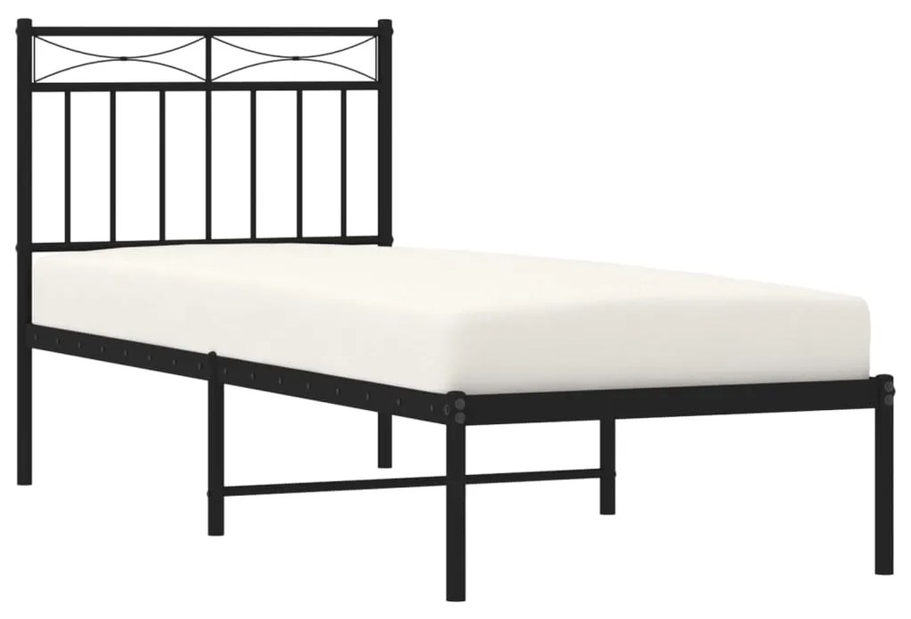 Estrutura de cama com cabeceira 75x190 cm metal preto