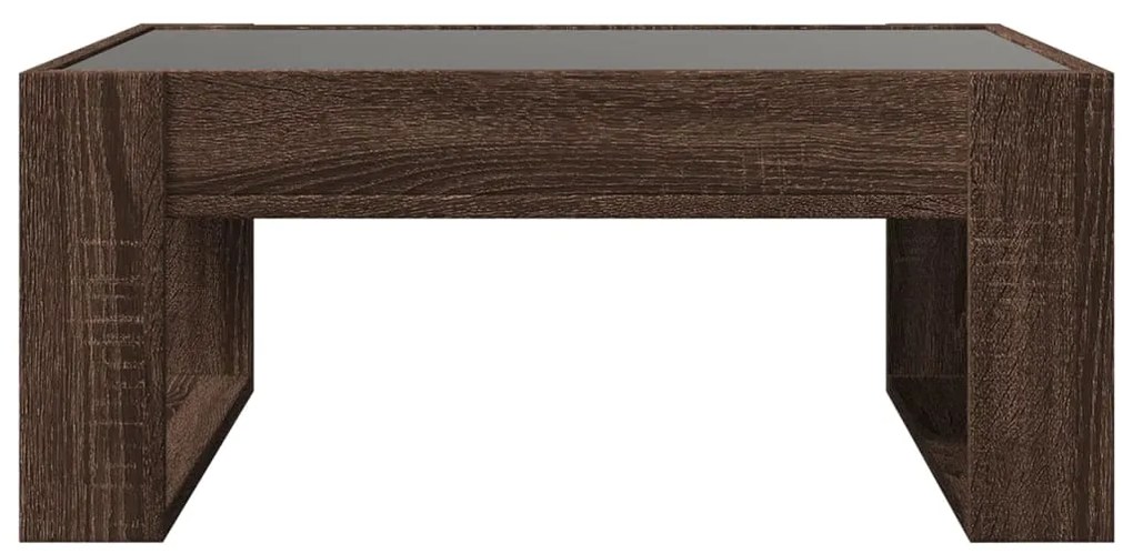 Mesa centro luzes LED Infinity 70x53x30 cm carvalho castanho