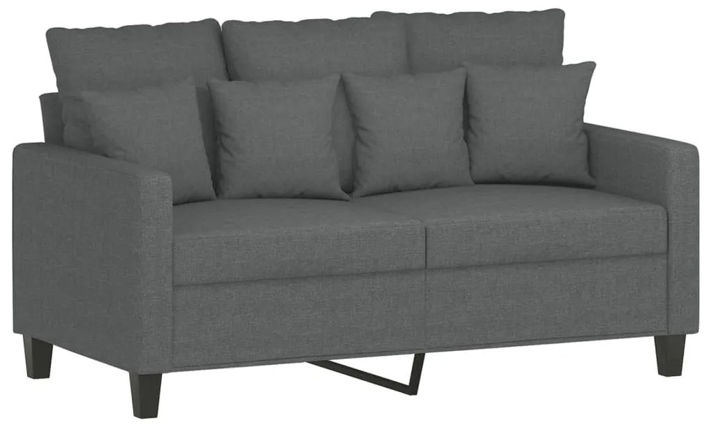 2 pcs conjunto de sofás com almofadões tecido cinzento-escuro
