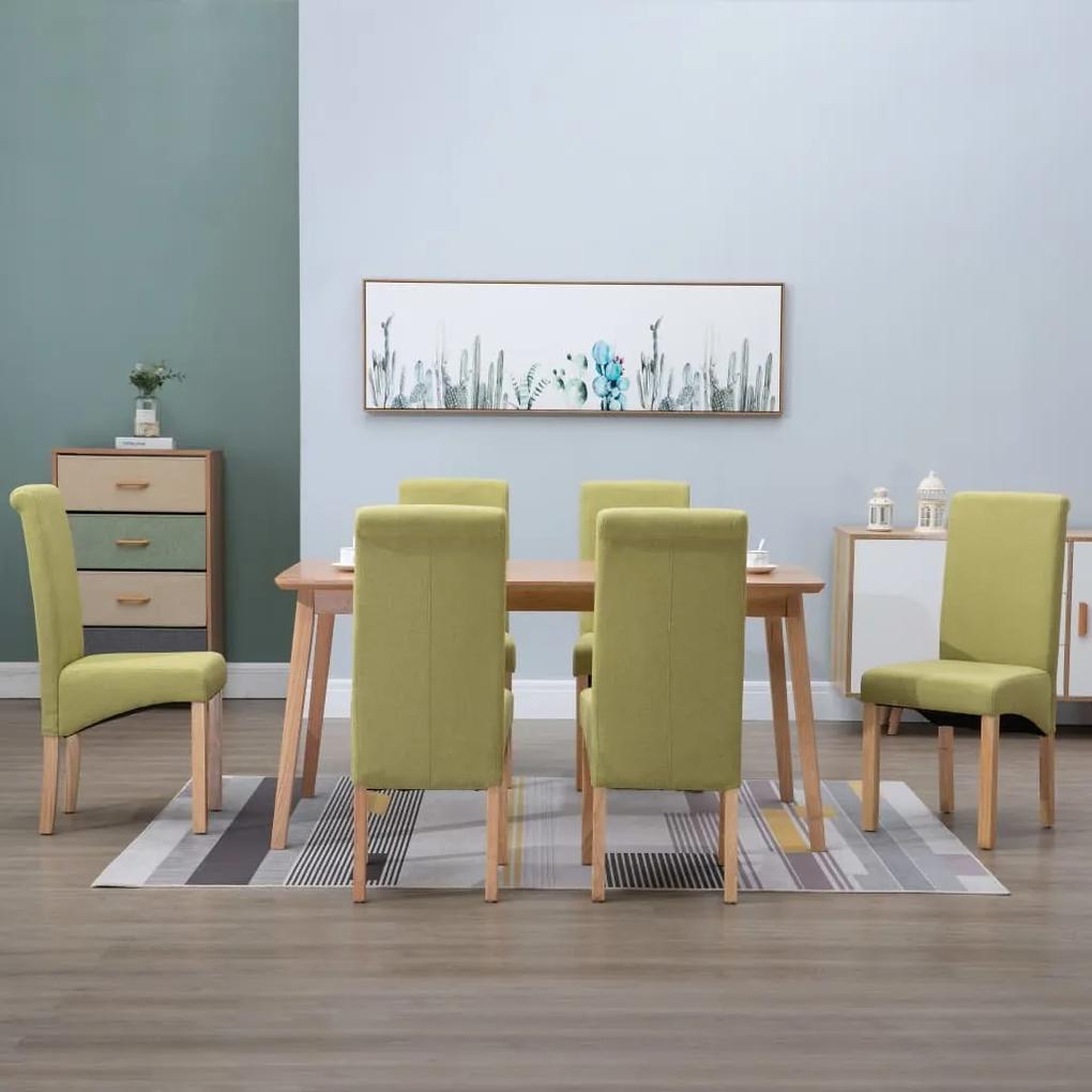 Cadeiras de jantar 6 pcs tecido verde