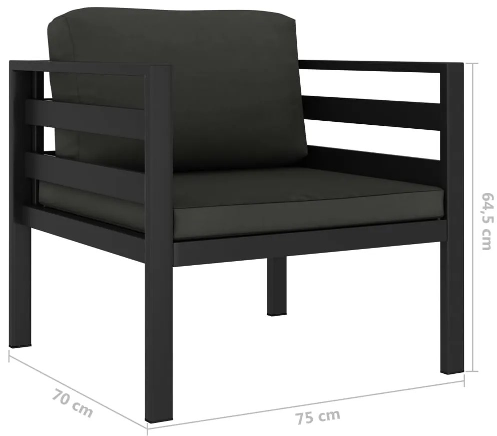6 pcs conjunto lounge jardim com almofadões alumínio antracite
