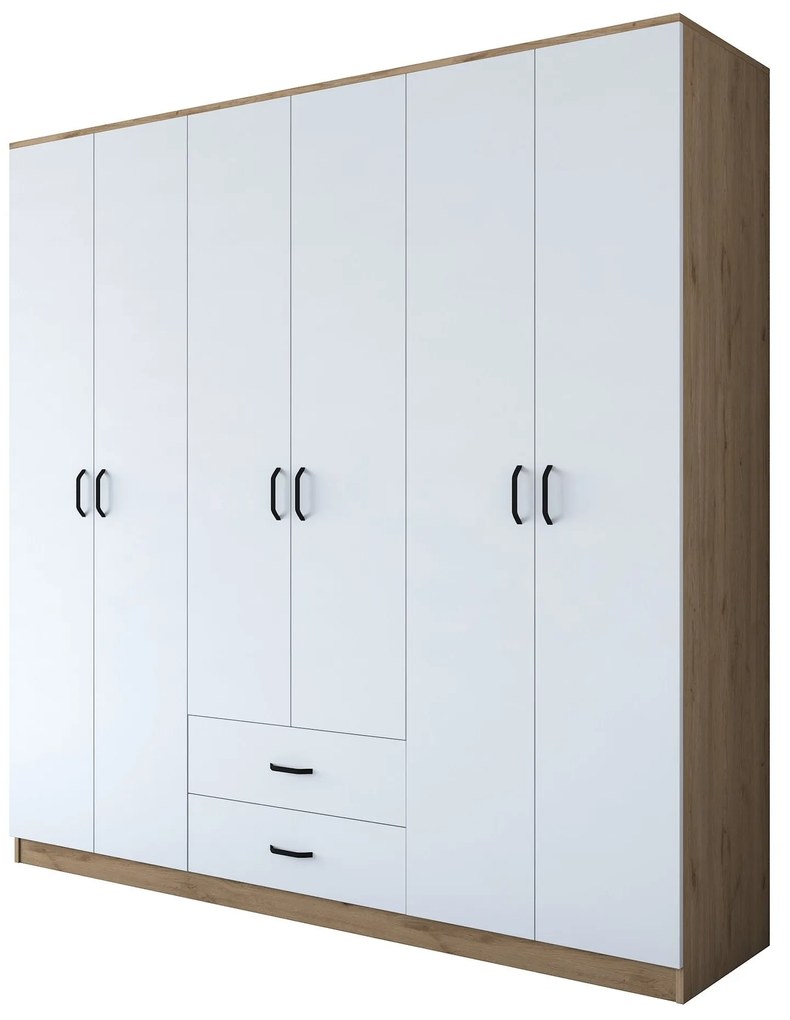 Guarda-roupa BA111 – Nogueira e Branco – 210 cm x 210 cm x 51,5 cm