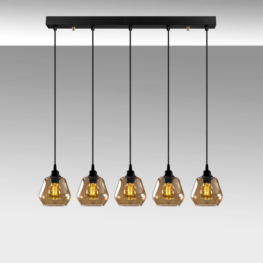 Candeeiro de Teto Chandelier Gold – Dourado e Preto – 85 x 15 cm