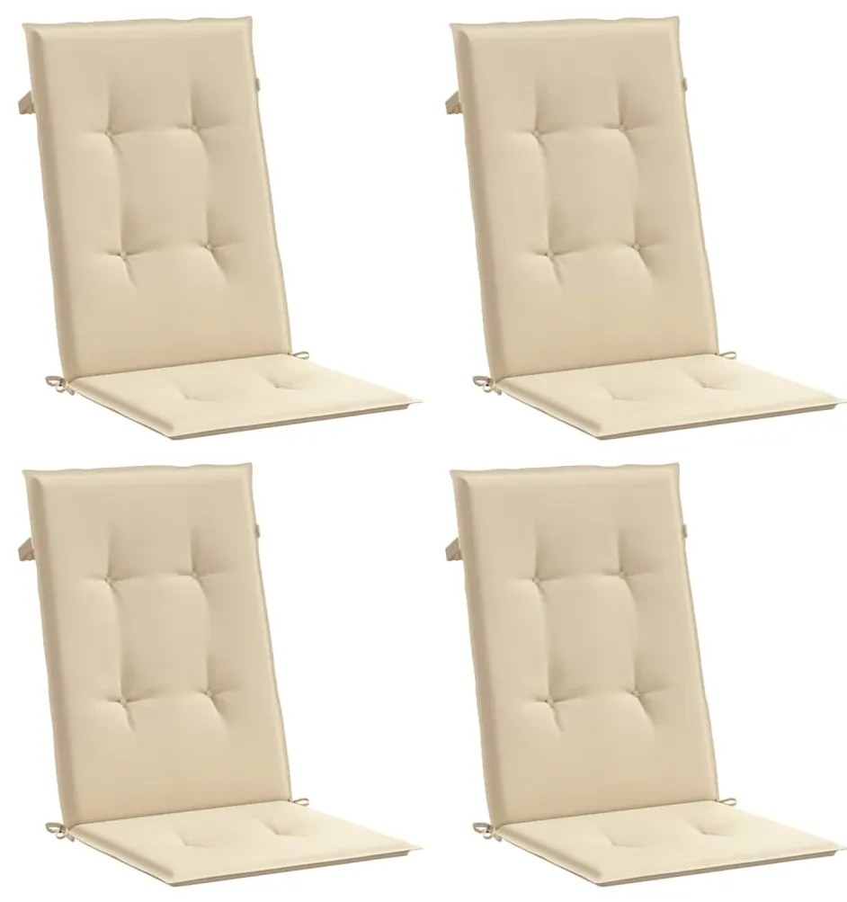 Almofadões para cadeiras altas de jardim 4 pcs tecido bege