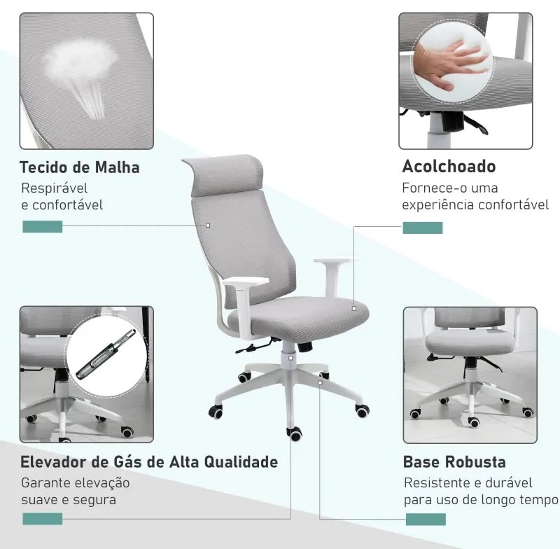 Cadeira Wok Ergonômica Giratória, com Altura Regulável e Reclinável -