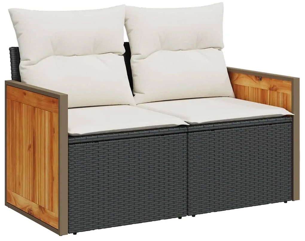 Conjunto de Sofás para Jardim vidaXL de 10 peças com Almofadas Preto R