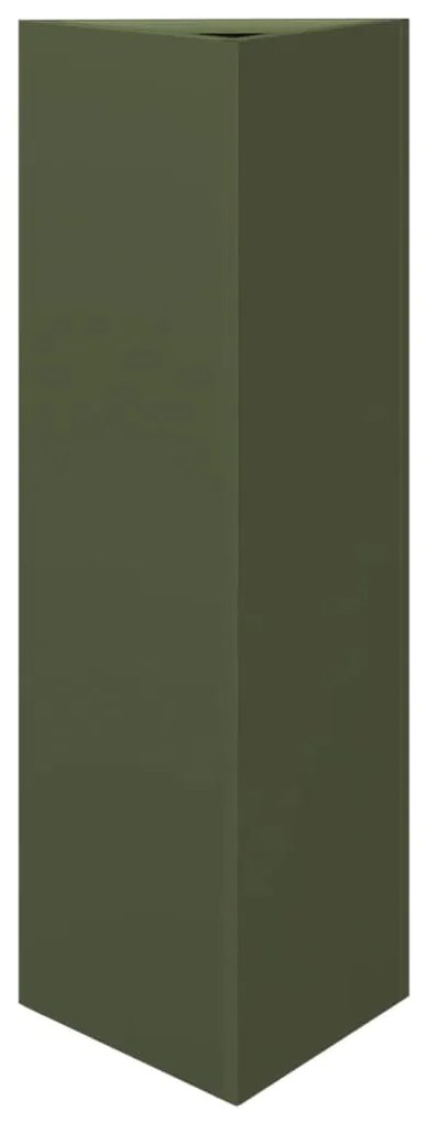 Vaso/floreira triangular 2 pcs 30x26x75 cm aço verde-azeitona