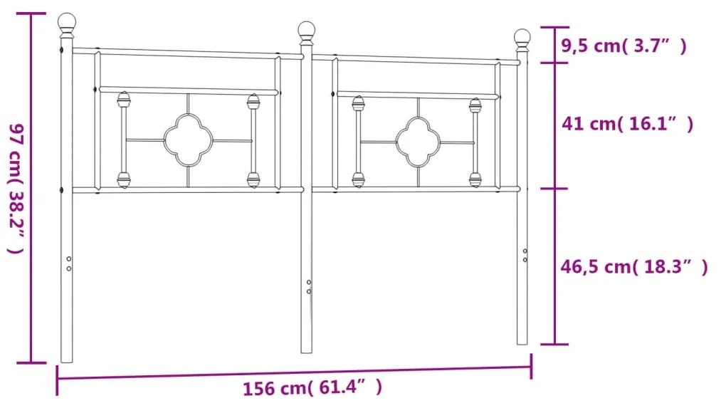 Cabeceira de cama 150 cm metal branco