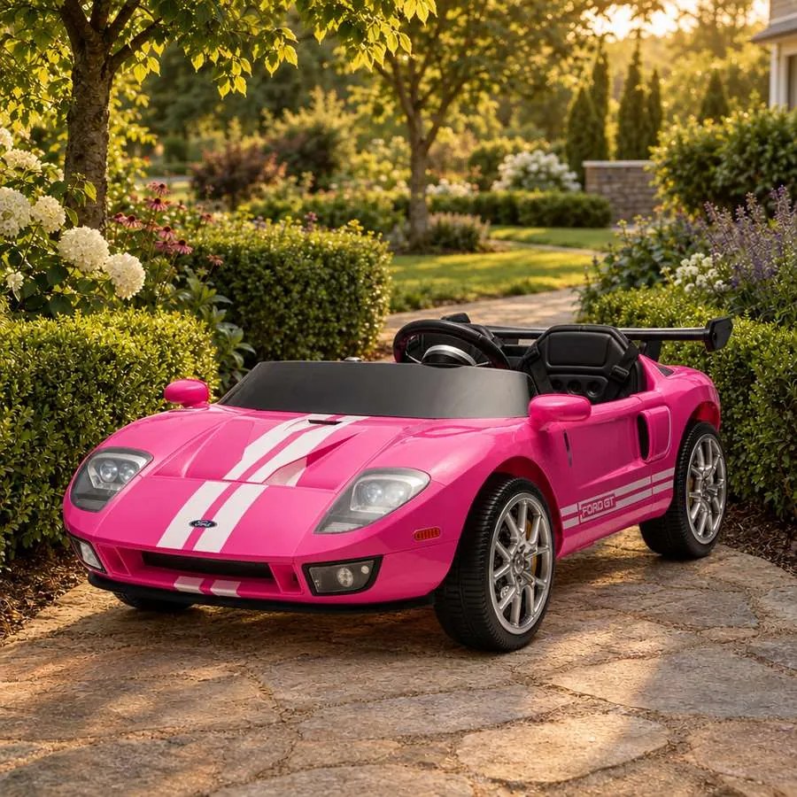Carro elétrico para Crianças 24V 4x4 Ford GT Rodas Espuma EVA, assento couro ecológico Rosa