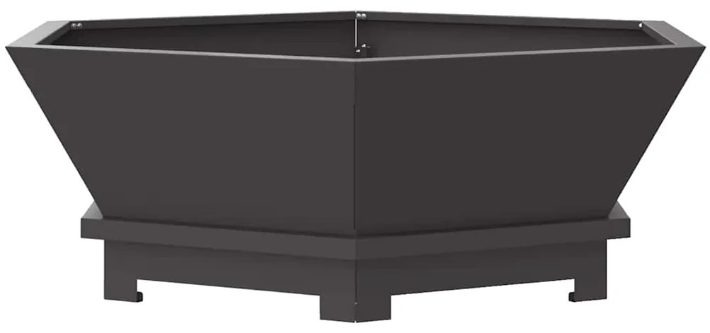 Fogueira Hexagonal vidaXL Preta 75x75x28 cm em Aço