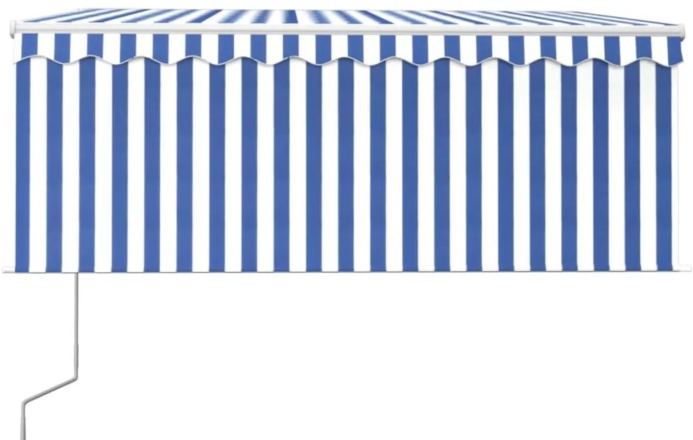 Toldo retrátil automático com estore 3x2,5 m azul e branco