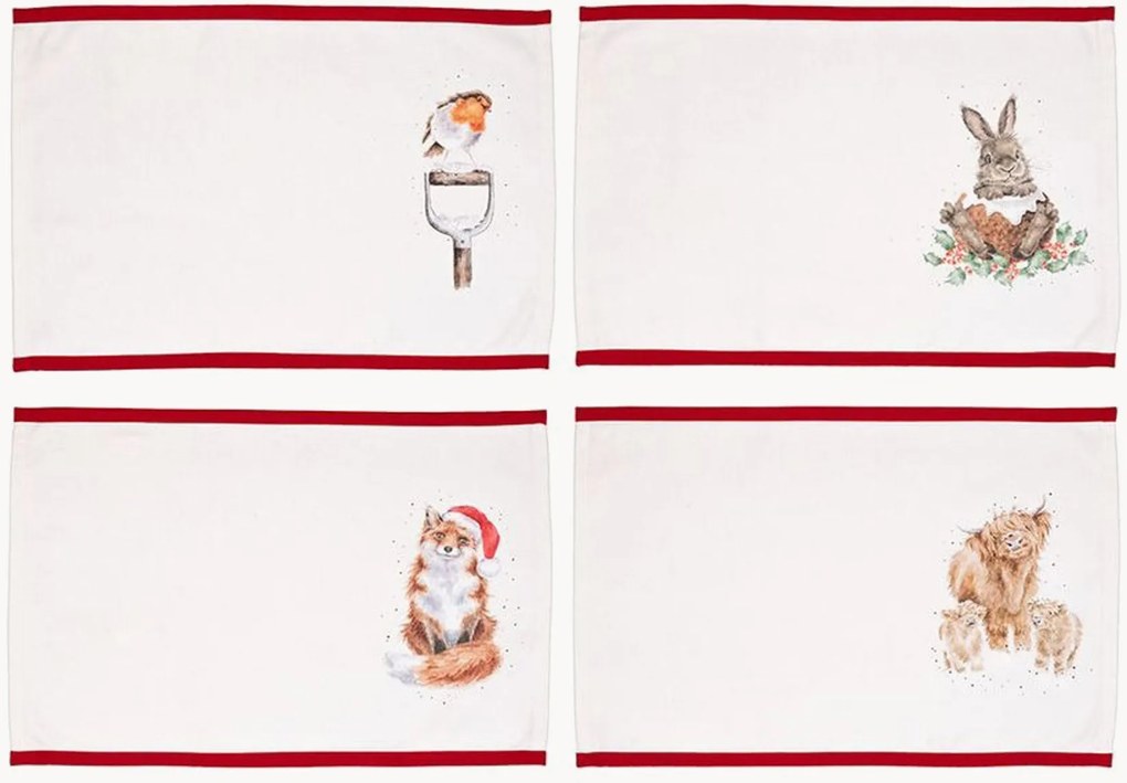 Individuais de mesa Frost-Kissed Friends, conjunto de 4