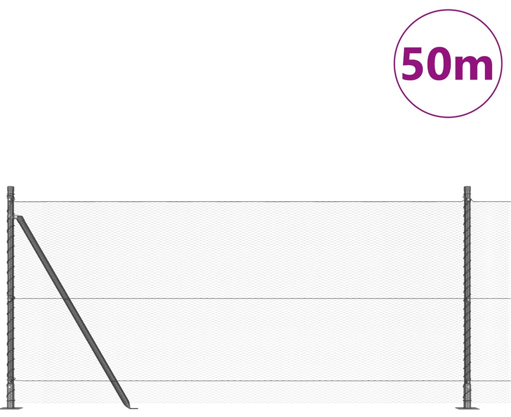Cerca Hexagonal vidaXL Cinza 0.8x50 m Aço