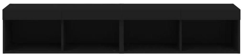 Móveis de TV com luzes LED 2 pcs 80x30x30 cm preto