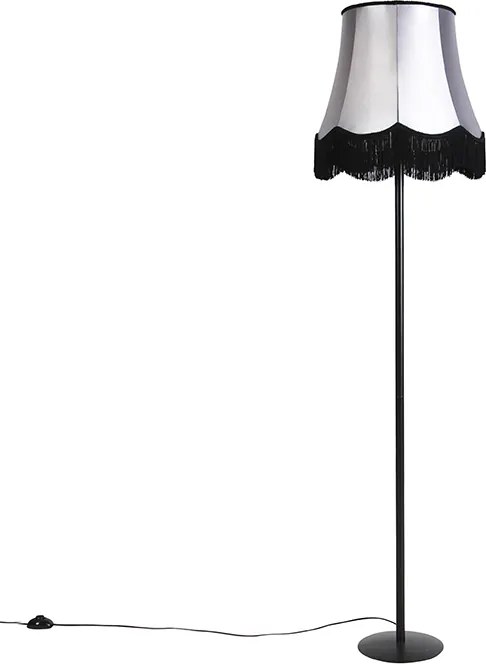 Candeeiro de pé retro preto com cúpula preta e cinzenta 45 cm - Simplo