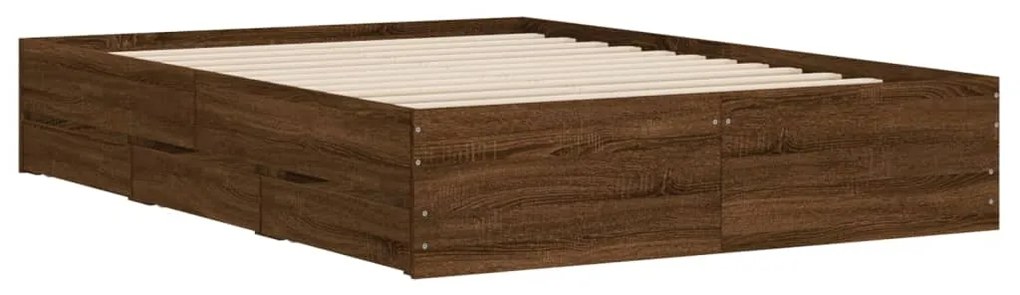 Estrutura de cama gavetas derivados madeira carvalho castanho