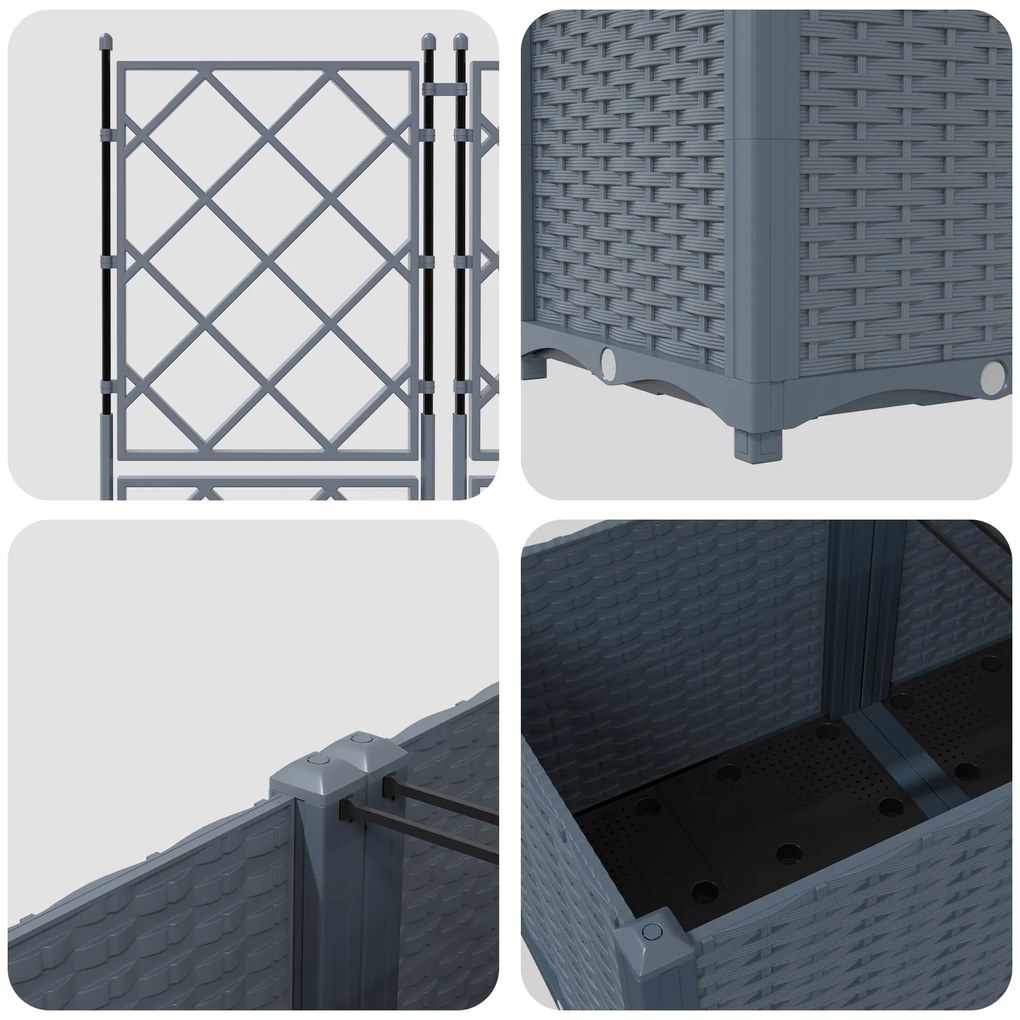 Jardineira com Treliça 5 pcs Cinzento-claro 120x120x143 cm