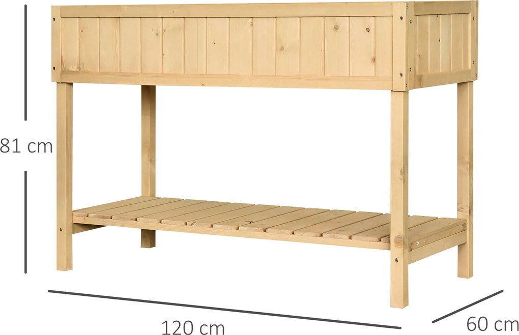 Horta Vertical de Madeira 120x60x81cm Floreira Elevada para Cultivo de