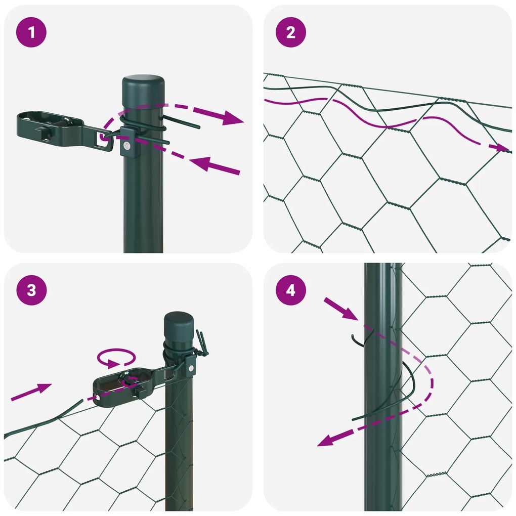 Cerca Hexagonal vidaXL Verde 0,4x50 m Aço