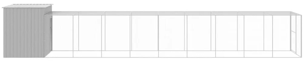 Casota cães c/ parque 214x1069x181 cm aço galvaniz. cinza-claro