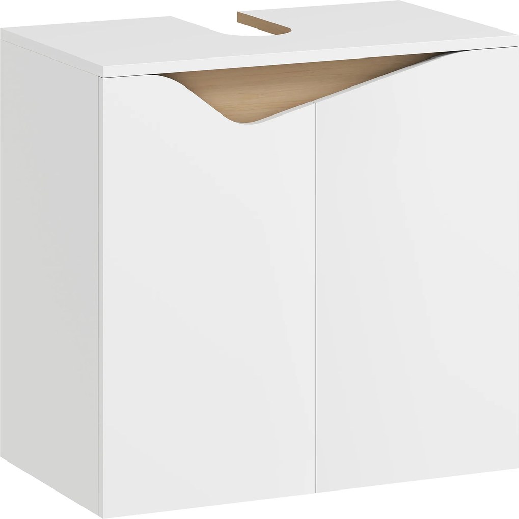 HOMCOM Móvel para lavatório, Armário para banheiro com portas de fecho suave, Branco, 60 x 35 x 57,9 cm | Aosom Portugal