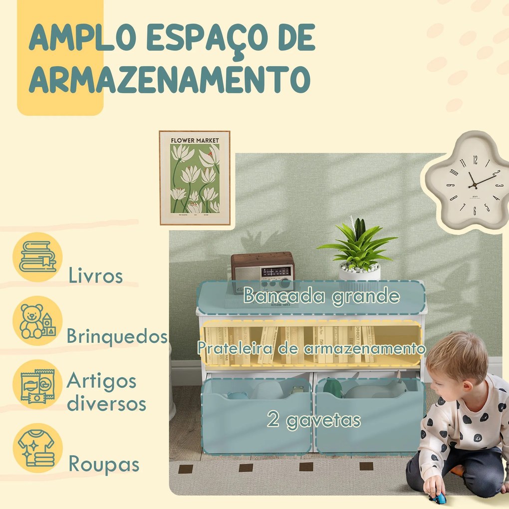 AIYAPLAY Organizador de Brinquedos Móvel de Arrumação Infantil com 2 G