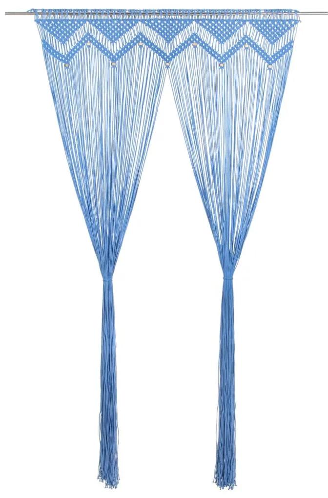 Cortina macramé 140x240 cm algodão azul