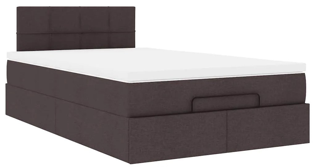 Estrutura de cama otomana com colchão 120x190cm castanho escuro