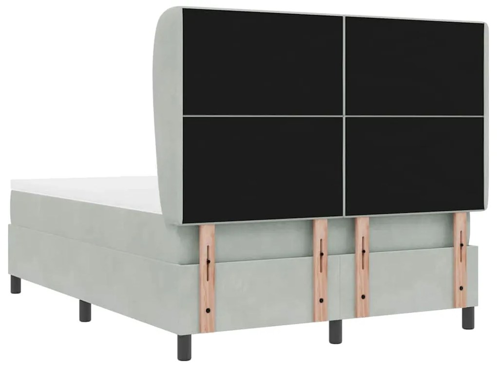 Cama Box com Colchão vidaXL - Cinzento-claro, 140x190 cm, Veludo