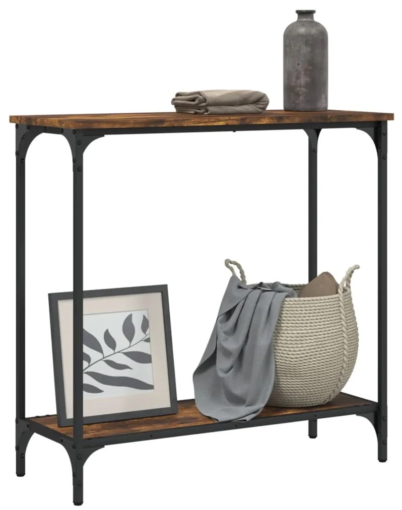 Mesa consola 75x30,5x75 cm derivados de madeira carvalho fumado