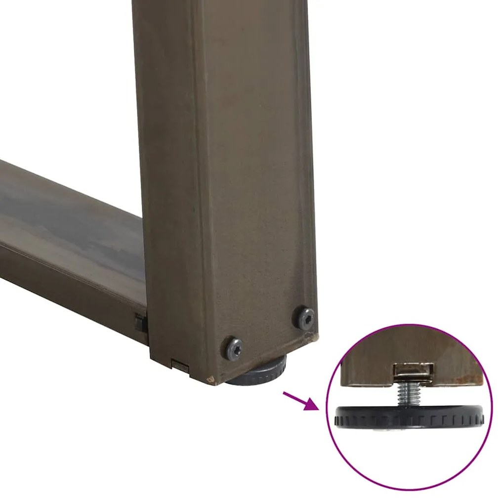 Pés para mesa de jantar em formato de U, 2 peças, aço natural, 70x(72-