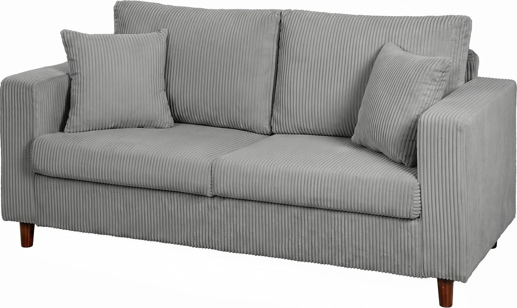 HOMCOM Sofá de 2 Lugares em Bombazina com Assento Largo e Profundo e Pés de Madeira 170x80x82 cm Cinzento-claro | Aosom Portugal