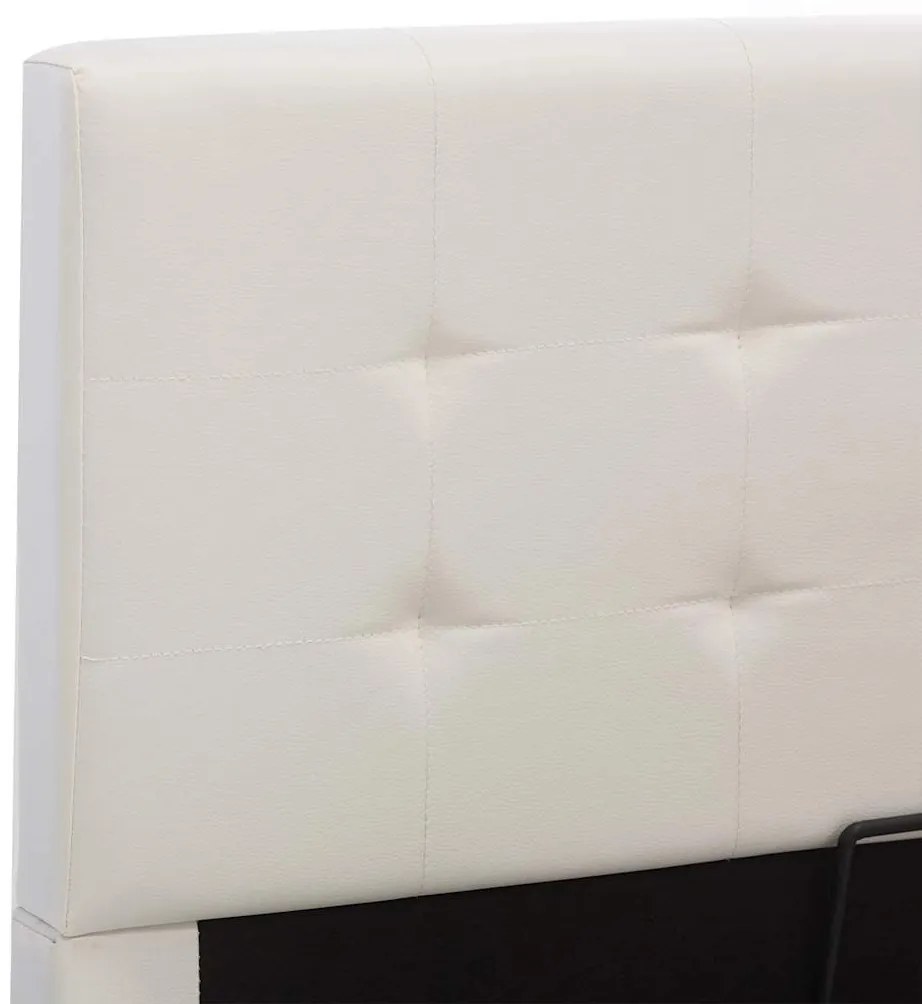 Cama hidráulica c/ arrumação 120x200cm couro artificial branco