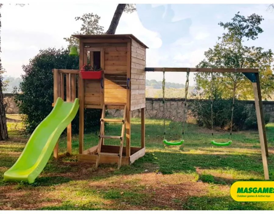 Parque Exterior infantil com escorrega TAGA L Com Baloiço Duplo