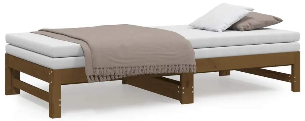 Estrutura sofá-cama de puxar 2x(90x190)cm pinho maciço castanho
