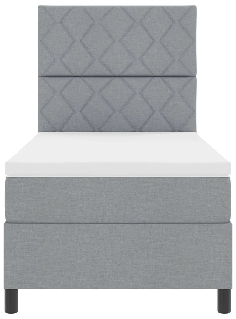 Cama com Estrado e Colchão Cinza Claro 90x200 cm Tecido