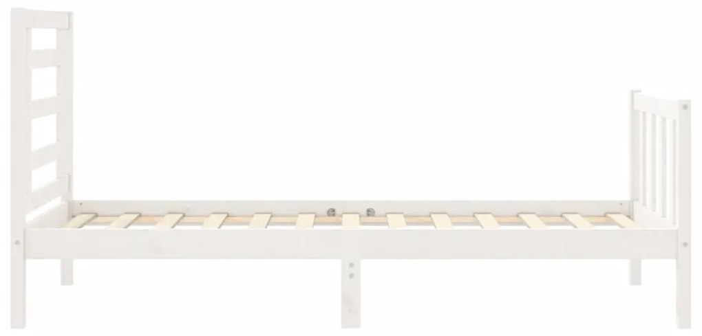 Estrutura de cama com cabeceira 100x200cm madeira maciça branco