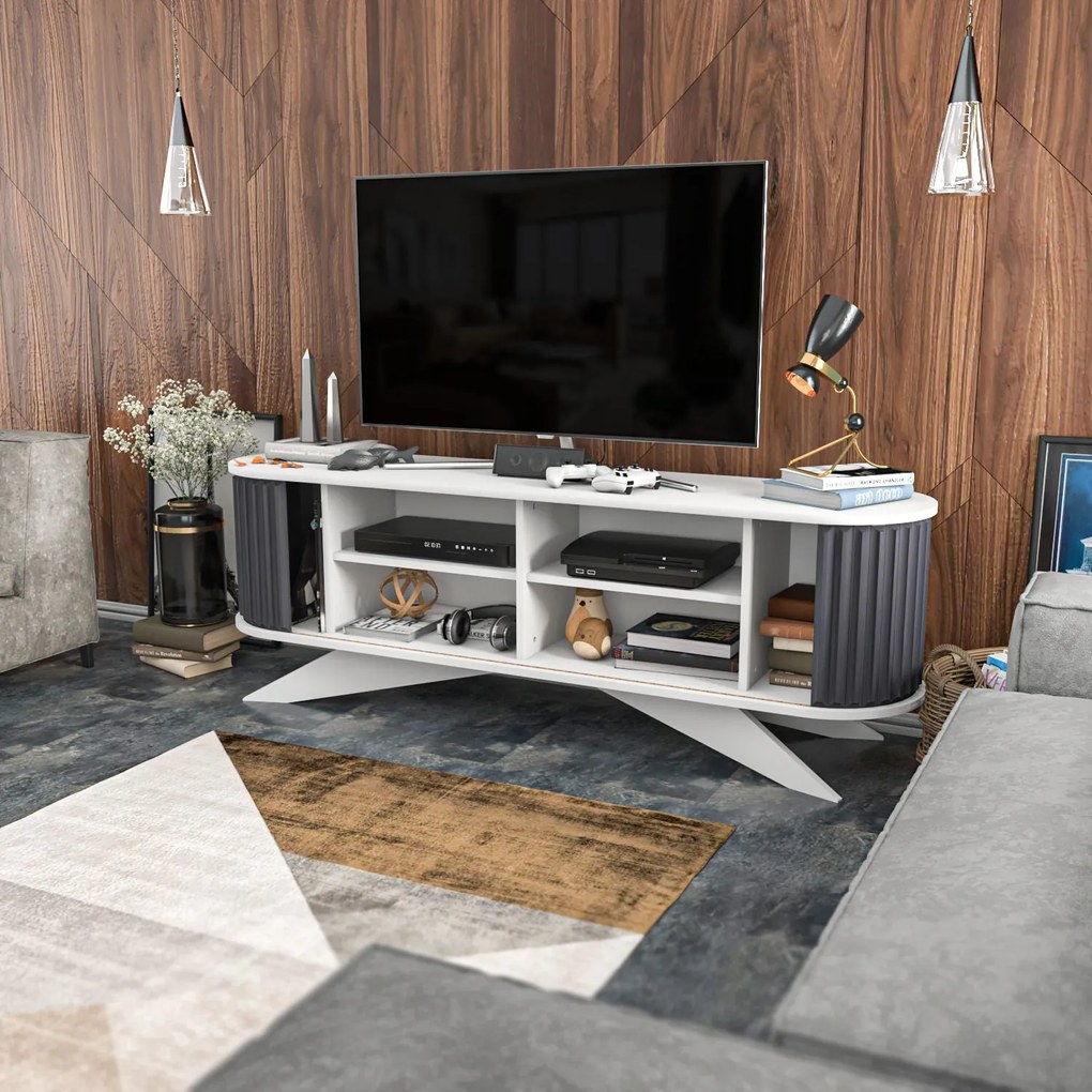 Móvel de TV Stor – Antracite e Branco – 180 cm x 43 cm x 60 cm
