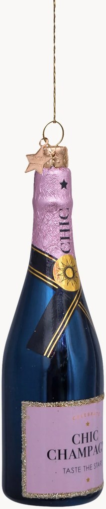 Ornamento de Natal artesanal Luxury Pink Bottle with Champagne